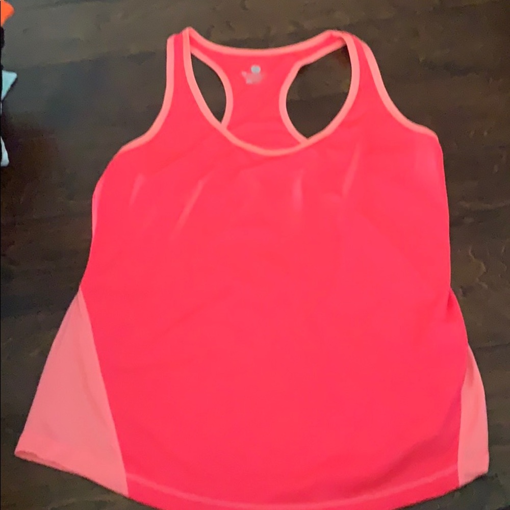 Pink black exercise tank top